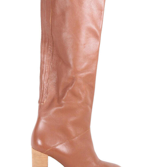 Cole Haan Women's Tall 6.5 Tan Glenda Leather Knee-High Boot With Wooden Heel - Picture 2 of 11